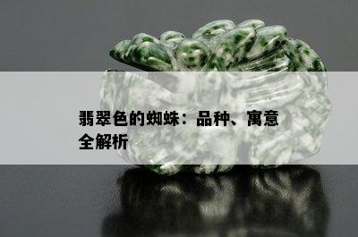 翡翠色的蜘蛛：品种、寓意全解析