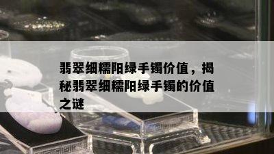 翡翠细糯阳绿手镯价值，揭秘翡翠细糯阳绿手镯的价值之谜