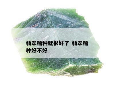 翡翠糯种就很好了-翡翠糯种好不好