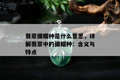 翡翠细糯种是什么意思，详解翡翠中的细糯种：含义与特点