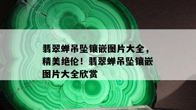 翡翠蝉吊坠镶嵌图片大全，精美绝伦！翡翠蝉吊坠镶嵌图片大全欣赏