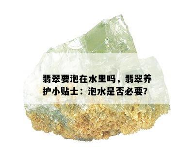 翡翠要泡在水里吗，翡翠养护小贴士：泡水是否必要？