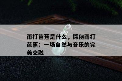 雨打芭蕉是什么，探秘雨打芭蕉：一场自然与音乐的完美交融