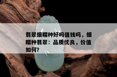 翡翠细糯种好吗值钱吗，细糯种翡翠：品质优良，价值如何？