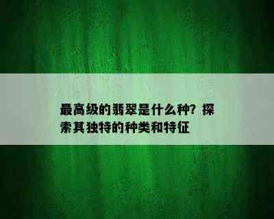 更高级的翡翠是什么种？探索其独特的种类和特征