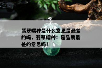 翡翠糯种是什么意思是最差的吗，翡翠糯种：是品质最差的意思吗？