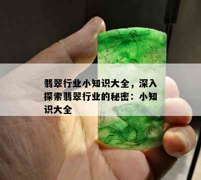 翡翠行业小知识大全，深入探索翡翠行业的秘密：小知识大全