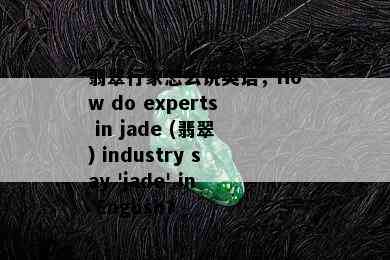 翡翠行家怎么说英语，How do experts in jade (翡翠) industry say 'jade' in English?