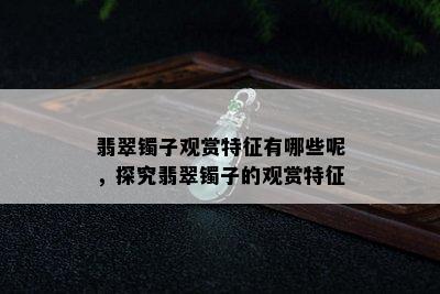 翡翠镯子观赏特征有哪些呢，探究翡翠镯子的观赏特征