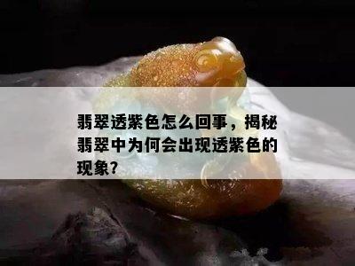 翡翠透紫色怎么回事，揭秘翡翠中为何会出现透紫色的现象？