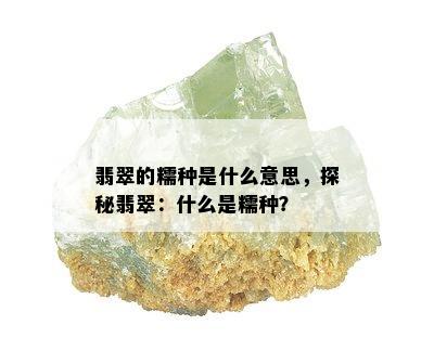 翡翠的糯种是什么意思，探秘翡翠：什么是糯种？