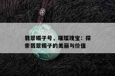 翡翠镯子号，璀璨瑰宝：探索翡翠镯子的美丽与价值