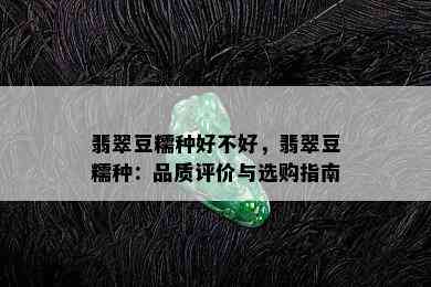 翡翠豆糯种好不好，翡翠豆糯种：品质评价与选购指南