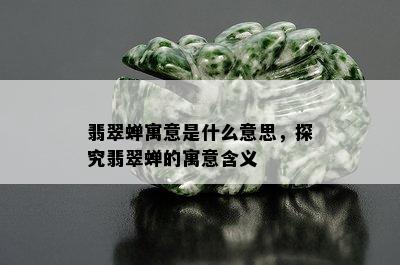 翡翠蝉寓意是什么意思，探究翡翠蝉的寓意含义