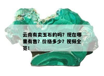 云南有卖玉石的吗？现在哪里有售？价格多少？视频全览！