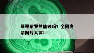 翡翠紫罗兰值钱吗？全网高清图片大赏！