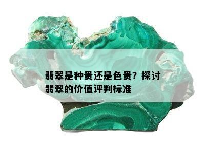 翡翠是种贵还是色贵？探讨翡翠的价值评判标准