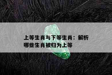 上等生肖与下等生肖：解析哪些生肖被归为上等