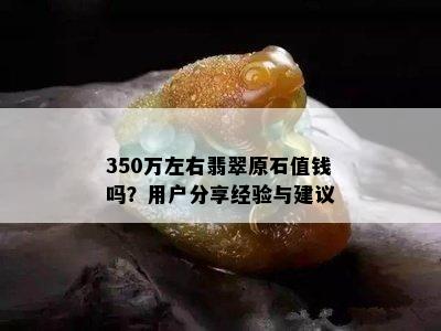 350万左右翡翠原石值钱吗？用户分享经验与建议