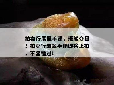 拍卖行翡翠手镯，璀璨夺目！拍卖行翡翠手镯即将上拍，不容错过！