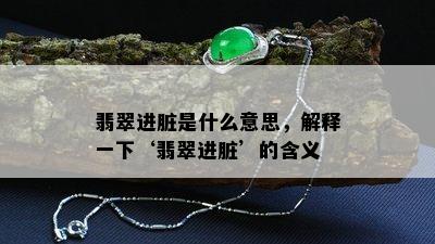 翡翠进脏是什么意思，解释一下‘翡翠进脏’的含义