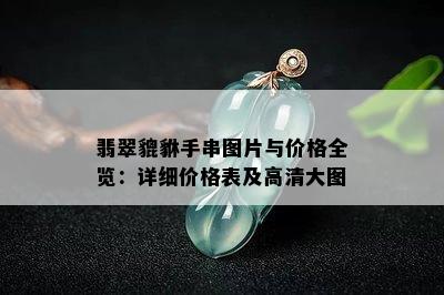 翡翠貔貅手串图片与价格全览：详细价格表及高清大图