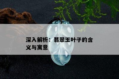 深入解析：翡翠玉叶子的含义与寓意