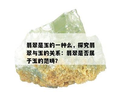 翡翠是玉的一种么，探究翡翠与玉的关系：翡翠是否属于玉的范畴？