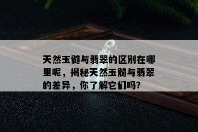 天然玉髓与翡翠的区别在哪里呢，揭秘天然玉髓与翡翠的差异，你了解它们吗？