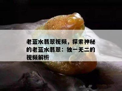 老蓝水翡翠视频，探索神秘的老蓝水翡翠：独一无二的视频解析