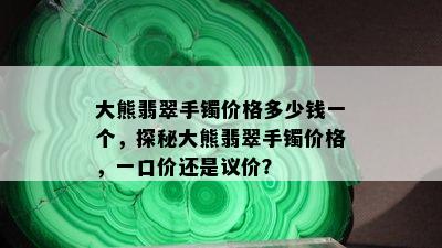 大熊翡翠手镯价格多少钱一个，探秘大熊翡翠手镯价格，一口价还是议价？