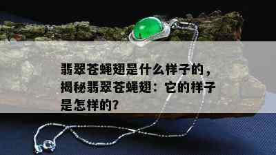 翡翠苍蝇翅是什么样子的，揭秘翡翠苍蝇翅：它的样子是怎样的？