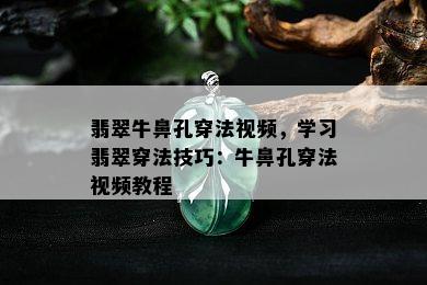 翡翠牛鼻孔穿法视频，学习翡翠穿法技巧：牛鼻孔穿法视频教程