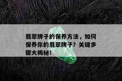 翡翠牌子的保养方法，如何保养你的翡翠牌子？关键步骤大揭秘！