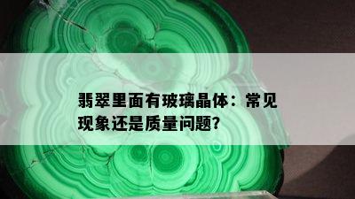 翡翠里面有玻璃晶体：常见现象还是质量问题？