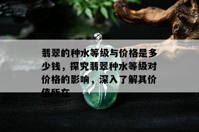 翡翠的种水等级与价格是多少钱，探究翡翠种水等级对价格的影响，深入了解其价值所在