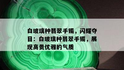 白玻璃种翡翠手镯，闪耀夺目：白玻璃种翡翠手镯，展现高贵优雅的气质