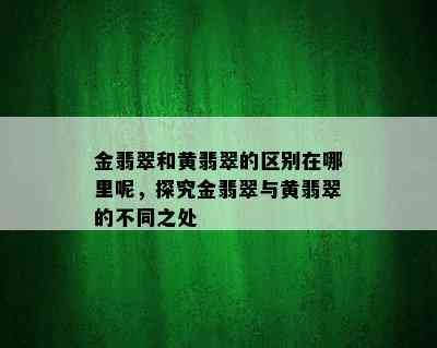 金翡翠和黄翡翠的区别在哪里呢，探究金翡翠与黄翡翠的不同之处