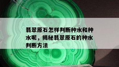 翡翠原石怎样判断种水和种水呢，揭秘翡翠原石的种水判断方法