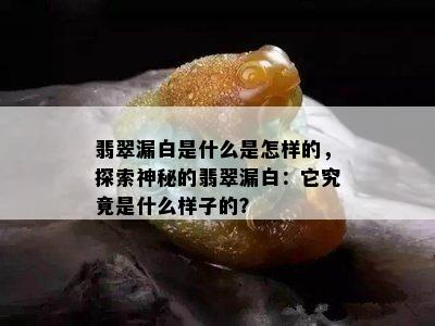 翡翠漏白是什么是怎样的，探索神秘的翡翠漏白：它究竟是什么样子的？