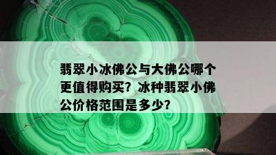 翡翠小冰佛公与大佛公哪个更值得购买？冰种翡翠小佛公价格范围是多少？