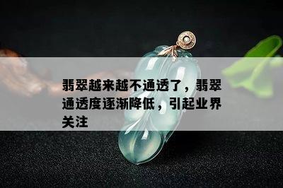 翡翠越来越不通透了，翡翠通透度逐渐降低，引起业界关注