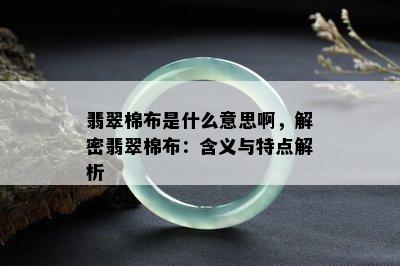 翡翠棉布是什么意思啊，解密翡翠棉布：含义与特点解析