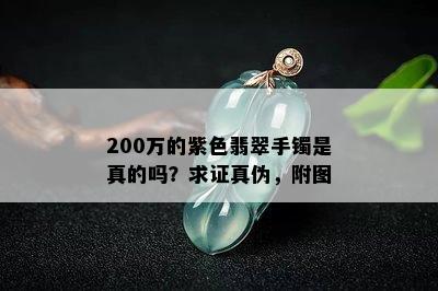 200万的紫色翡翠手镯是真的吗？求证真伪，附图