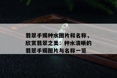 翡翠手镯种水图片和名称，欣赏翡翠之美：种水清晰的翡翠手镯图片与名称一览