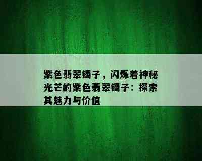 紫色翡翠镯子，闪烁着神秘光芒的紫色翡翠镯子：探索其魅力与价值