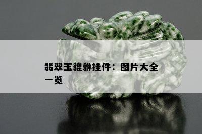 翡翠玉貔貅挂件：图片大全一览