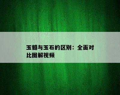 玉髓与玉石的区别：全面对比图解视频