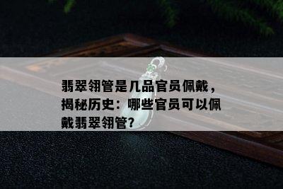 翡翠翎管是几品官员佩戴，揭秘历史：哪些官员可以佩戴翡翠翎管？