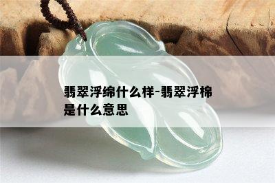 翡翠浮绵什么样-翡翠浮棉是什么意思